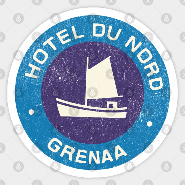 Vintage Hotel Luggage Label Denmark Hotel du Nord Grenaa Sticker by Yesteeyear